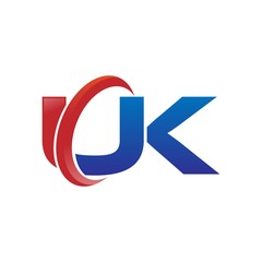 modern vector initial letters logo swoosh uk red blue