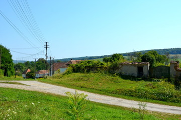 Typical rural landscape and peasant houses in  the village Somartin, Martinsberg, Märtelsberg,...