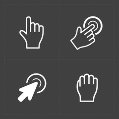 Pixel cursors icons on black.Vector Illustration.