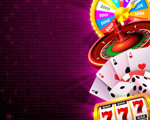 Casino dice banner signboard on background. Vector illustration