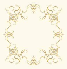 Vintage ornamental floral frame in gentle tones for greeting card, retro style wedding invitations, advertising design with empty space for text.