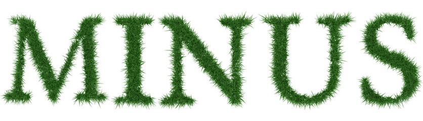 Minus - 3D rendering fresh Grass letters isolated on whhite background.