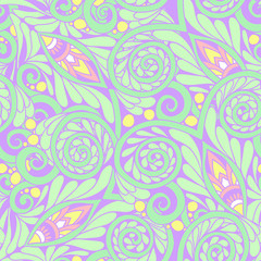 Seamless floral vintage pattern in light, vanilla spring green a