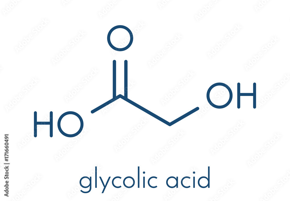 Poster Glycolic acid (hydroacetic acid) molecule. Skeletal formula.