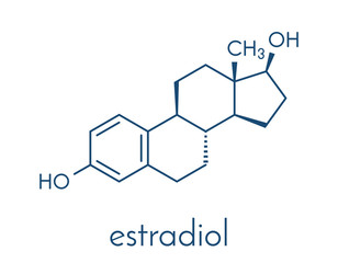 Estradiol (estrogen) female sex hormone molecule. Skeletal formula.