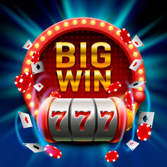 Big win slots 777 banner casino. Vector illustration 