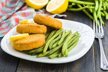 Green Bean and fish burger