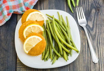 Green Bean and fish burger