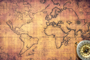 Fototapeta na wymiar Ancient map with compass