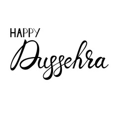 Trendy brush inscription Happy Dussehra festival Indian. Dussehra text calligraphic
