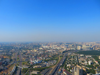 Fototapeta na wymiar panorama of Moscow from the height of a skyscraper in Moscow-City