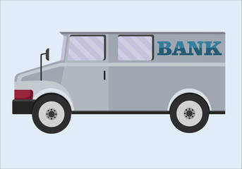 Armored Truck. Banking, transportation of valuables, collection services concept design element in flat style