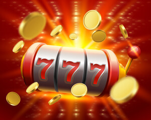 Big win slots 777 banner casino . Vector illustration