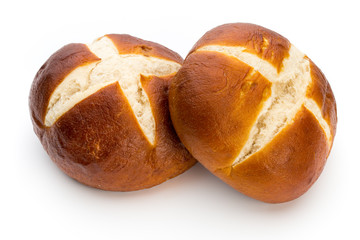 Freshly baked bread isolated on white background.