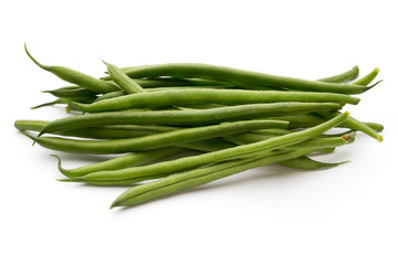 Green beans isolated on a white background.