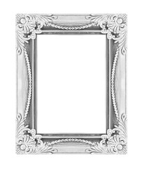 The antique silver frame isolated on white background