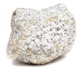 Single natural stone on white background
