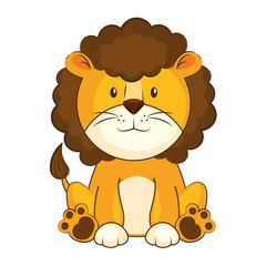 cute lion character icon