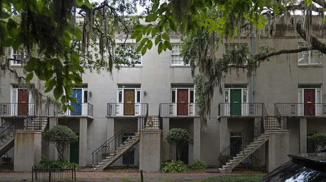 Row of Colorful Doors