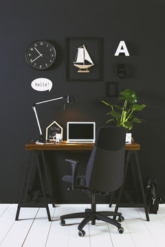 Black workspace.