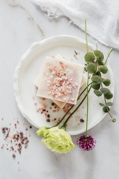 Natural soap with himalayan salt and flowers