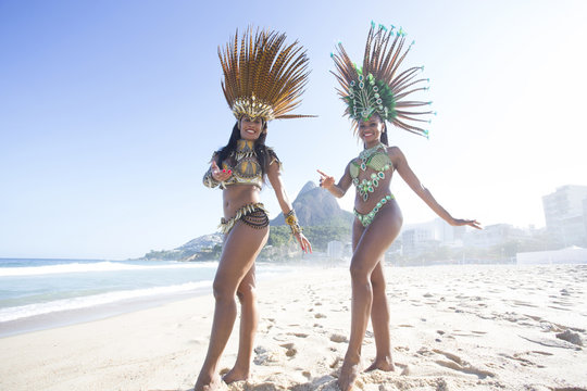 Samba Dancers. Ipanema Beach. Rio de Janeiro. Brazil.