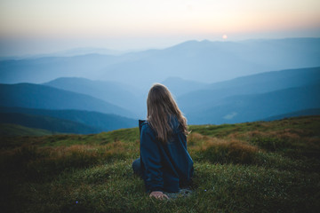 Girl in Beautiful Mountains
