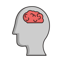 head and human brain icon over white background colorful design vector illustration