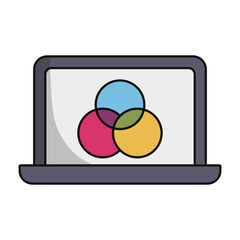 laptop computer icon over white background colorful design vector illustration