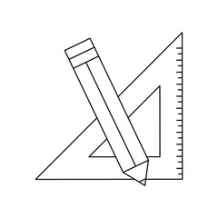 pencil and squad ruler icon over white background vector illustration