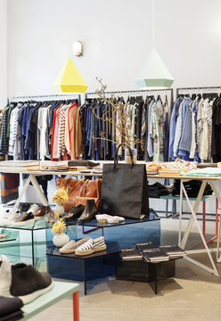 View of boutique clothing store.
