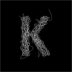 Scribble Alphabet. Letter k