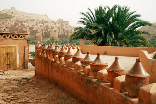 Arriving at Ait Benhaddou. Fortified mudbrick kasbah, Ouarzazate, Morocco