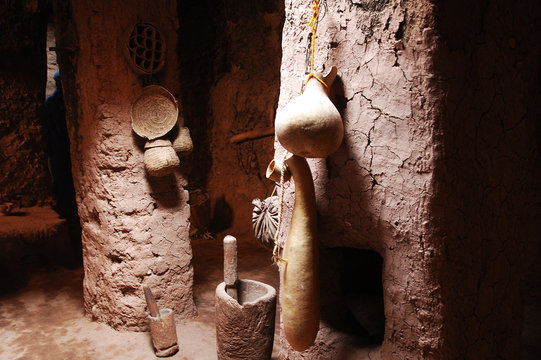 Inside Ait Benhaddou. A fortified mudbrick kasbah, Ouarzazate, Morocco