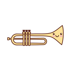 kawaii trumpet instrument musical festival celebration vector illustration