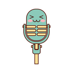 kawaii microphone sound music equipment vector illustration