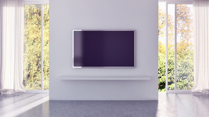 Modern bright empty room with air conditioning, white wall. 3D rendering