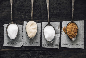 Food: Natural sugar alternatives, stevia, birch, coconut and full cane sugar