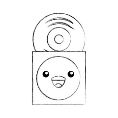 kawaii music cover with vinyl record in paper case vector Illustration