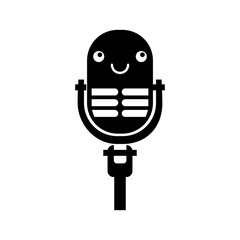 kawaii microphone sound music equipment vector illustration