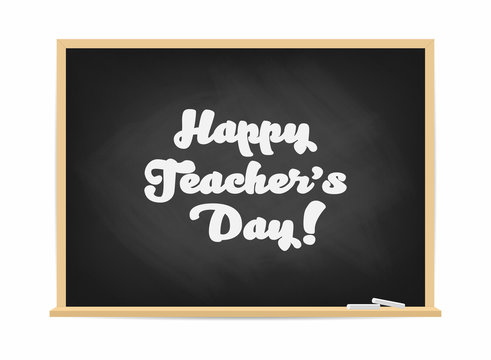 Happy Teacher's Day. Chalkboard with lettering. Poster, banner concept