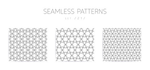 Vector seamless geometric patterns collection with editable stro