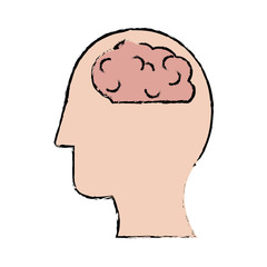 head and human brain icon over white background colorful design vector illustration