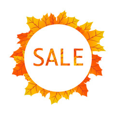 Autumn sale vector illustration with leaf fall.