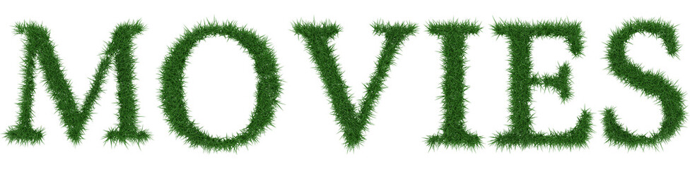 Movies - 3D rendering fresh Grass letters isolated on whhite background.