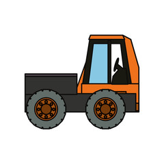 flat line colored  mini truck rocker over white  background  vector illustration