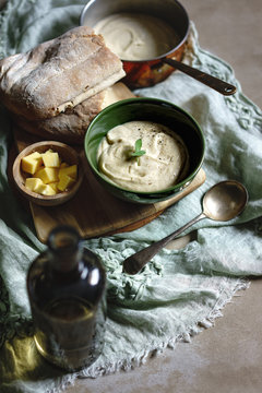 Cream of parsnip and sage soup.
