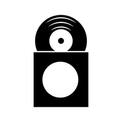 music collection album cover with vinyl record disk in papercase vector illustration