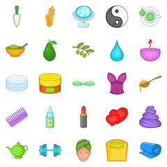 Ointment icons set, cartoon style
