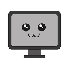 kawaii computer icon over white background vector illustration